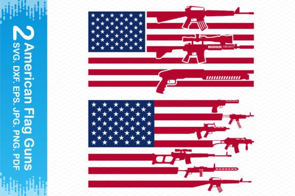 2 American Flag Guns Clipart: Graphics and Crafts