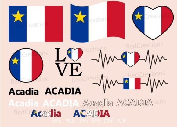 Acadia Flag Bundle Svg, Graphics and Crafts