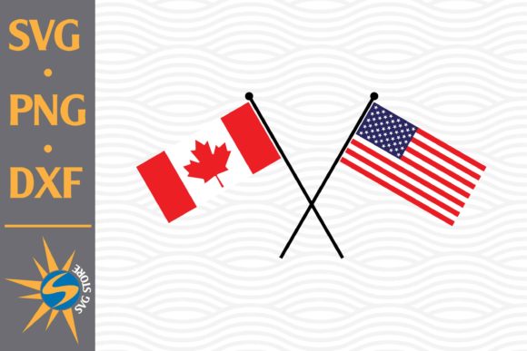 American Flag, Canada Flag Crossed Graphics