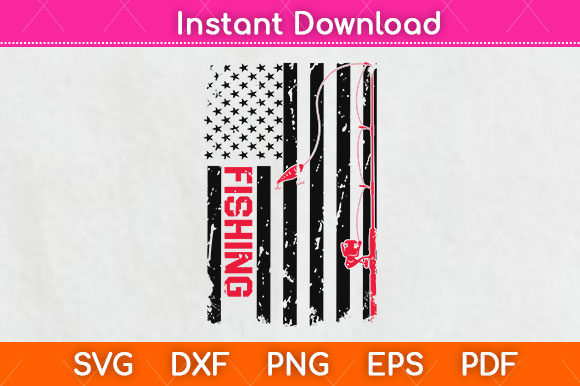 American Flag Fishing Svg Cut File