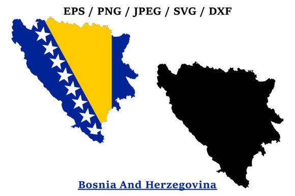 Bosnia and Herzegovina National Flag Map