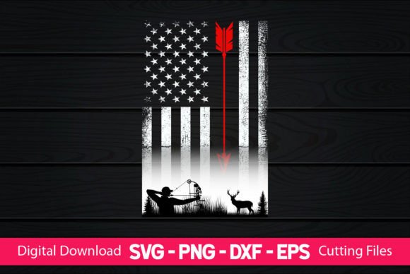 Bow Deer Hunting American Flag Gift for Graphics and Crafts