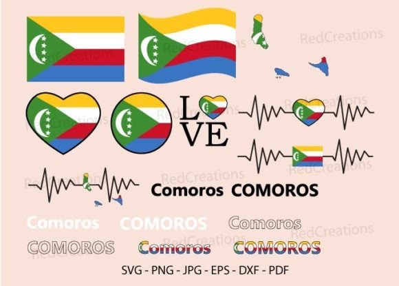 Comoros Flag Svg Bundle: Graphics & Crafts