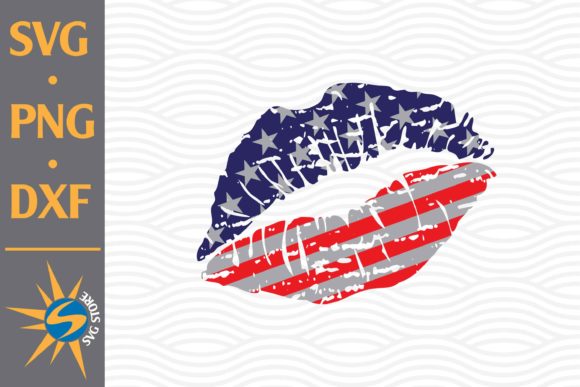 Distressed Lip US Flag Graphics for Crafts