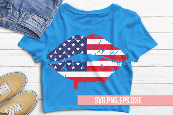 Flag Lips SVG, 4th of July Graphics