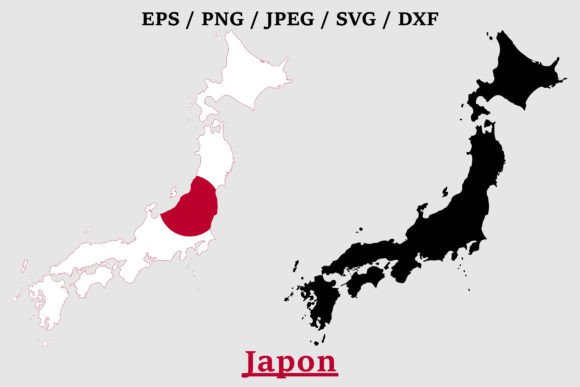 Japon National Flag Map Design Graphics