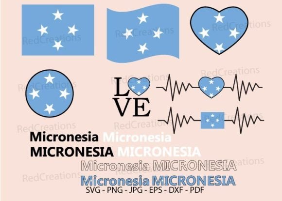 Micronesia Flag Svg Bundle, Love, Heart