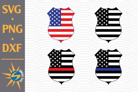 Police Shield American Flag Graphics for Crafts Projects