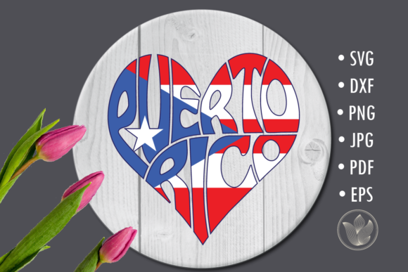 Puerto Rico Word Art with Flag, Heart
