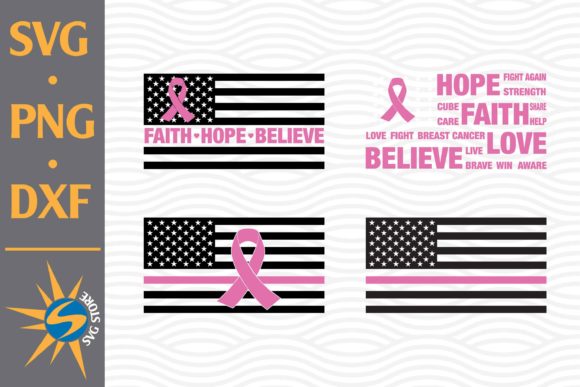 Ribbon Cancer American Flag Graphics and Crafts