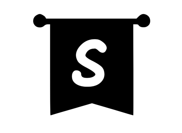 Royal Flag Banner with Playful Mono S