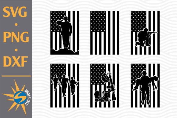 Solider in American Flag Graphics for Crafts