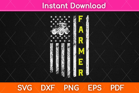 U.S.a Flag with Tractor Patriotic Farmer Graphics and Crafts