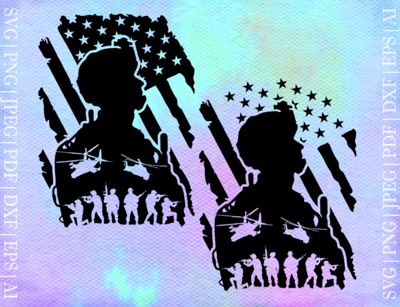US Soldier with the American Flag SVG
